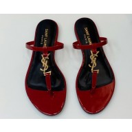 Saint Laurent cassandra slides in patent leather 776081 Red/Gold 2024