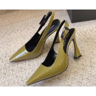 Saint Laurent Heel 11cm dune slingback pumps in patent leather 786756 Green 2024
