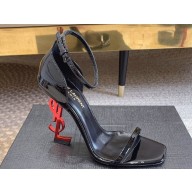 Saint Laurent Heel 10.5cm Opyum sandals in patent leather 557662 Black/Red