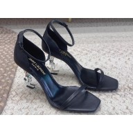 Saint Laurent Heel 8.5cm Opyum sandals in leather 557679 Black/Silver