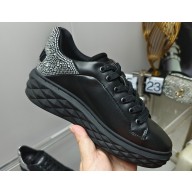 Jimmy Choo Diamond Maxi/F Leather Trainers Sneakers Black/Crystals with Platform Sole 2024
