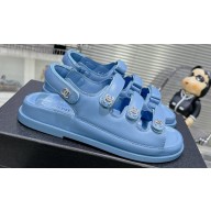 Chanel Crystal CC Logo Beach Sandals Denim Blue 2024