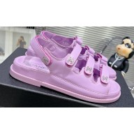 Chanel Crystal CC Logo Beach Sandals Purple 2024