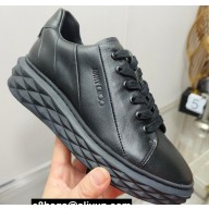 Jimmy Choo Diamond Maxi/F Leather Trainers Sneakers Black with Platform Sole 2024