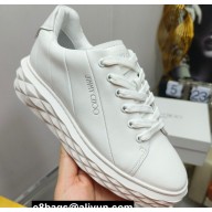 Jimmy Choo Diamond Maxi/F Leather Trainers Sneakers White with Platform Sole 2024