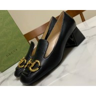 Gucci Heel 5.5cm Pumps with Horsebit in leather Black