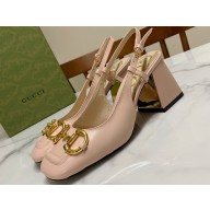 Gucci Heel 2.5cm/5.5cm/7.5cm slingbacks with Horsebit in leather Nude