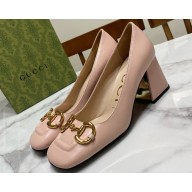 Gucci Heel 2.5cm/5.5cm/7.5cm pumps with Horsebit in leather Nude