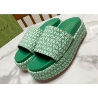 Gucci GG platform Women/Men slide sandals 623212 GG canvas jacquard 07 2024