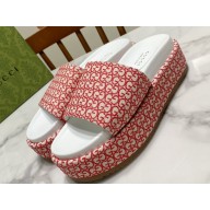 Gucci GG platform Women/Men slide sandals 623212 GG canvas jacquard 04 2024