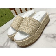 Gucci GG platform Women/Men slide sandals 623212 GG canvas jacquard 02 2024