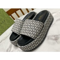 Gucci GG platform Women/Men slide sandals 623212 GG canvas jacquard 01 2024