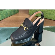 Gucci Heel 8.5cm Platform 2.5cm Horsebit mules 771566 leather Black 2024