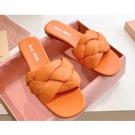 Miu Miu Braided Padded Leather Slides Orange 2024