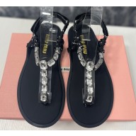 Miu Miu Riviere cord and leather sandals 5Y184E Crystals Black 2024