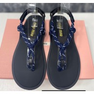 Miu Miu Riviere cord and leather sandals 5Y184E Blue 2024
