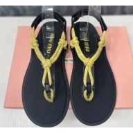 Miu Miu Riviere cord and leather sandals 5Y184E Yellow 2024