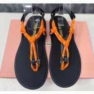 Miu Miu Riviere cord and leather sandals 5Y184E Orange 2024
