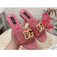 Dolce & Gabbana Raffia sliders Pink 2024