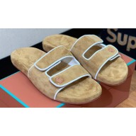 Loro Piana Waikiki Suede Double-Grip Men's Slide Sandals Camel 2024