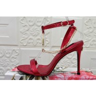 Dolce & Gabbana Heel 10.5cm Karung sandals Red with chain and charm 2024