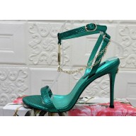 Dolce & Gabbana Heel 10.5cm Karung sandals Green with chain and charm 2024