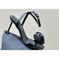 Miu Miu Heel 10cm Satin sandals with Rose 5X002E Black 2024