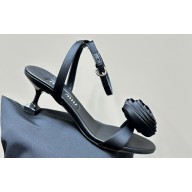 Miu Miu Heel 6.5cm Satin sandals with Rose 5X002E Black 2024