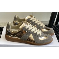 Maison Margiela Replica Women/Men sneakers in nappa leather and suede Gray/Gold 2024