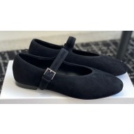 The Row Boheme MJ mary jane shoe in Suede Leather Black 2024