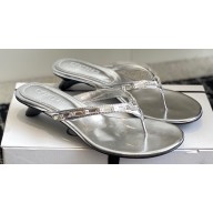 Cotemp Valeria Nubo Calfskin Leather Thong Sandals Silver 2024