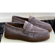 Brunello Cucinelli Suede penny loafers Gray with monili 2024