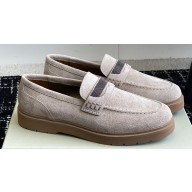 Brunello Cucinelli Suede penny loafers Chalk with monili 2024
