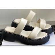 The Row Heel 5.5cm Two-band Slides in Leather White 2024