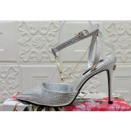 Dolce & Gabbana Heel 10.5cm Karung slingbacks Silver with chain and charm 2024