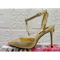 Dolce & Gabbana Heel 10.5cm Karung slingbacks Gold with chain and charm 2024