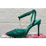 Dolce & Gabbana Heel 10.5cm Karung slingbacks Green with chain and charm 2024
