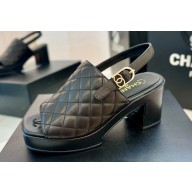 Chanel Lambskin Platform Sandals G45567 Black 2024