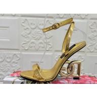 Dolce & Gabbana Heel 10.5cm Patent leather sandals Gold with 3.5 heel 2024