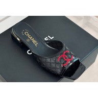 Chanel Crystal Quilting and CC Logo PVC Mules Black 2024
