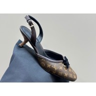 Louis Vuitton Heel 6cm Bow Vintage Slingback Pumps Brown 2024
