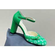 Louis Vuitton Heel 8cm Buckle Vintage Sandals Green 2024