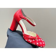 Louis Vuitton Heel 8cm Buckle Vintage Sandals Red 2024