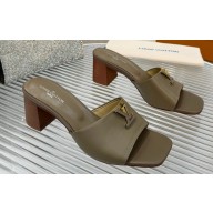 Louis Vuitton Calf leather LV Capri Heel Mules Etoupe 2024