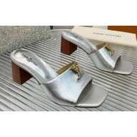 Louis Vuitton Calf leather LV Capri Heel Mules Silver 2024