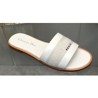 Dior Dway Slides in White Calfskin and Embroidered Cotton 2024