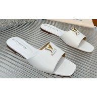 Louis Vuitton Calf leather LV Capri Flat Mules White 2024