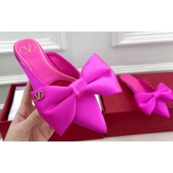 Valentino Un Château Bow Flat Mules Satin Fuchsia 2024