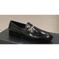 Chanel Calfskin & Metal Chain Moccasins G45568 Black 2024