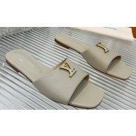 Louis Vuitton Calf leather LV Capri Flat Mules Gray 2024